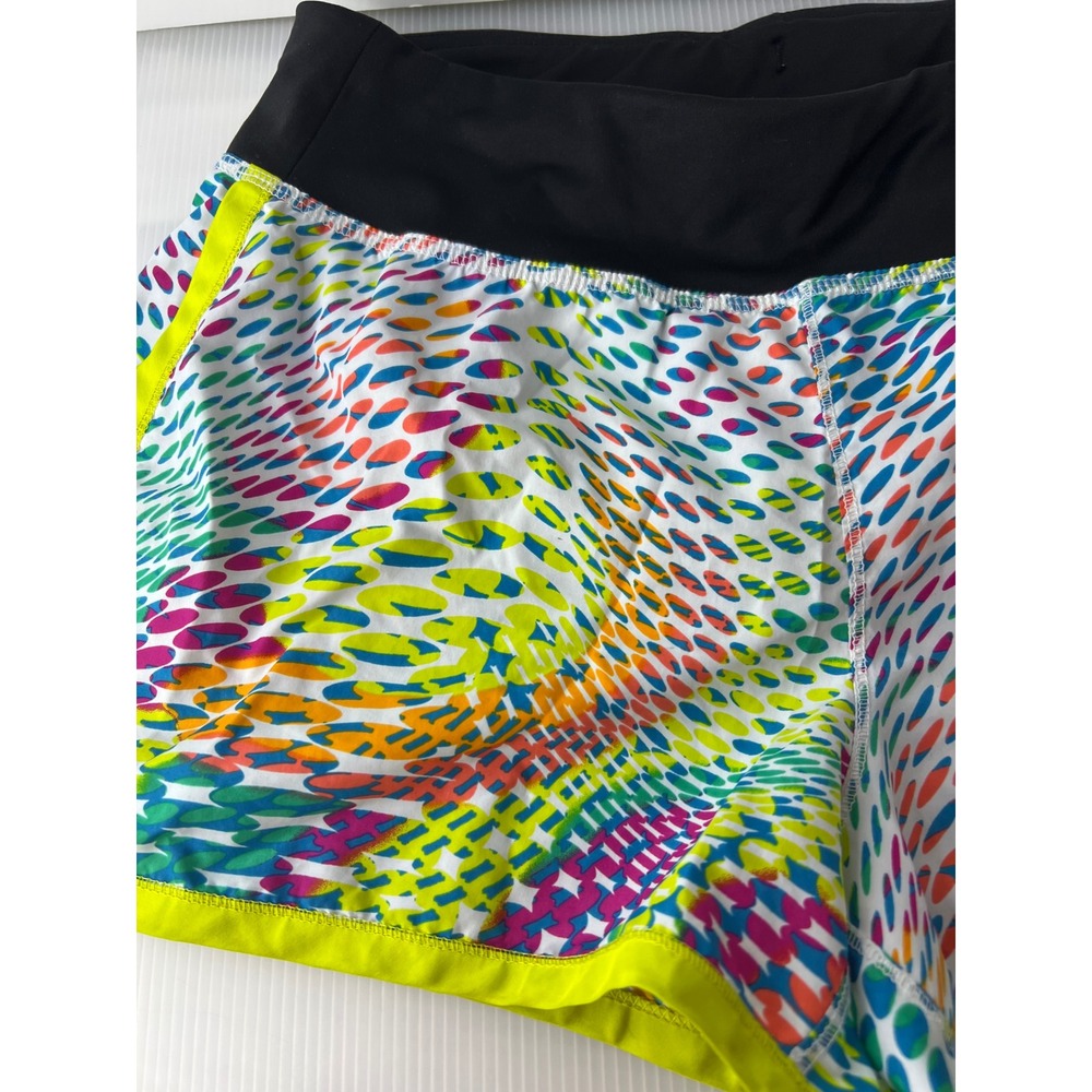 GTM Sportswear Womens Multicolor Dot Print Athletic Running Shorts Neon Yellow M
